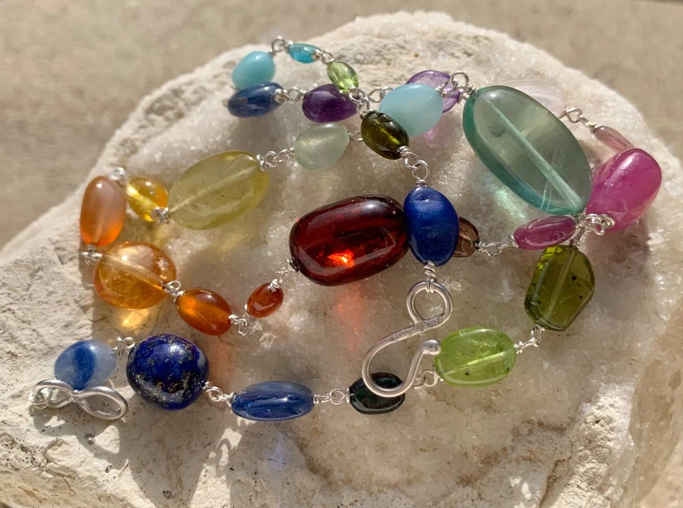 Collana Argento 925, Pietre Gemme, 46,5 Cm - Immagine 3 di 4