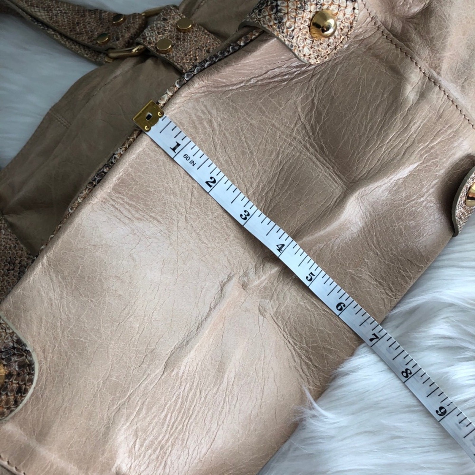 Doncaster Python Embossed Leather Metallic Satche… - image 5