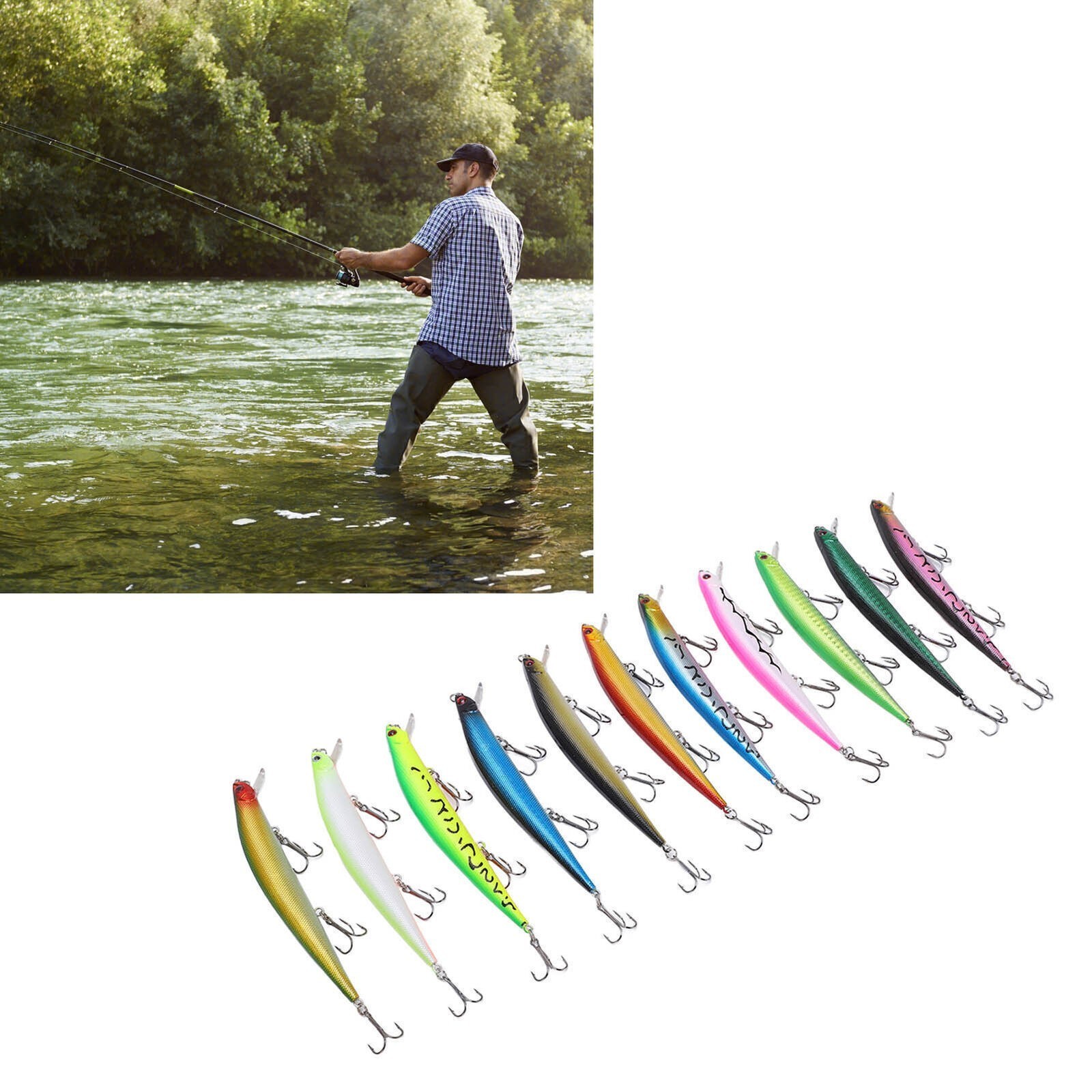 11 Pcs Simulation Minnow Lure Plastic Fishing Bait Fishing Accessories - Image 2