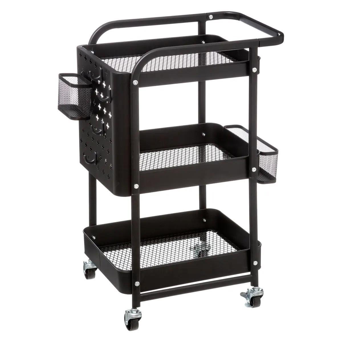 Desserte de Cuisine en Métal Serta 76cm Noir Chariot de Rangement à Roulettes