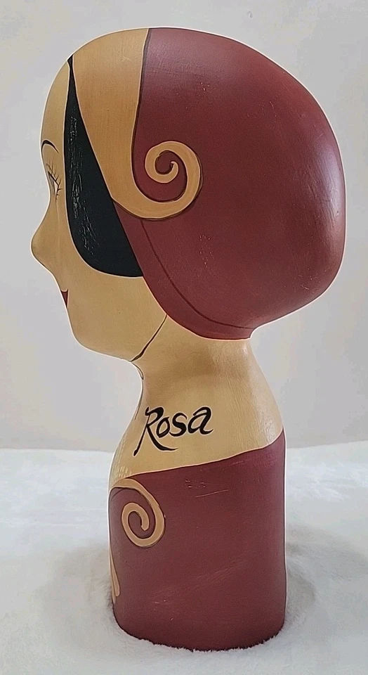 Expositor porta sombrero de cerámica busto cabeza "rosa" sombrerería vintage raro  Foto 4 de 4