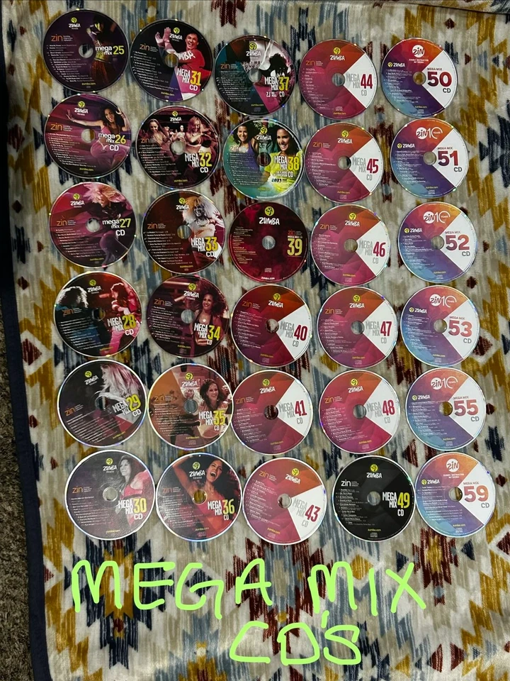Lot of 44 ZUMBA Fitness CD/DVD Discs 25-41 43-62 ZIN Instructor Network Music - Image 2 of 4