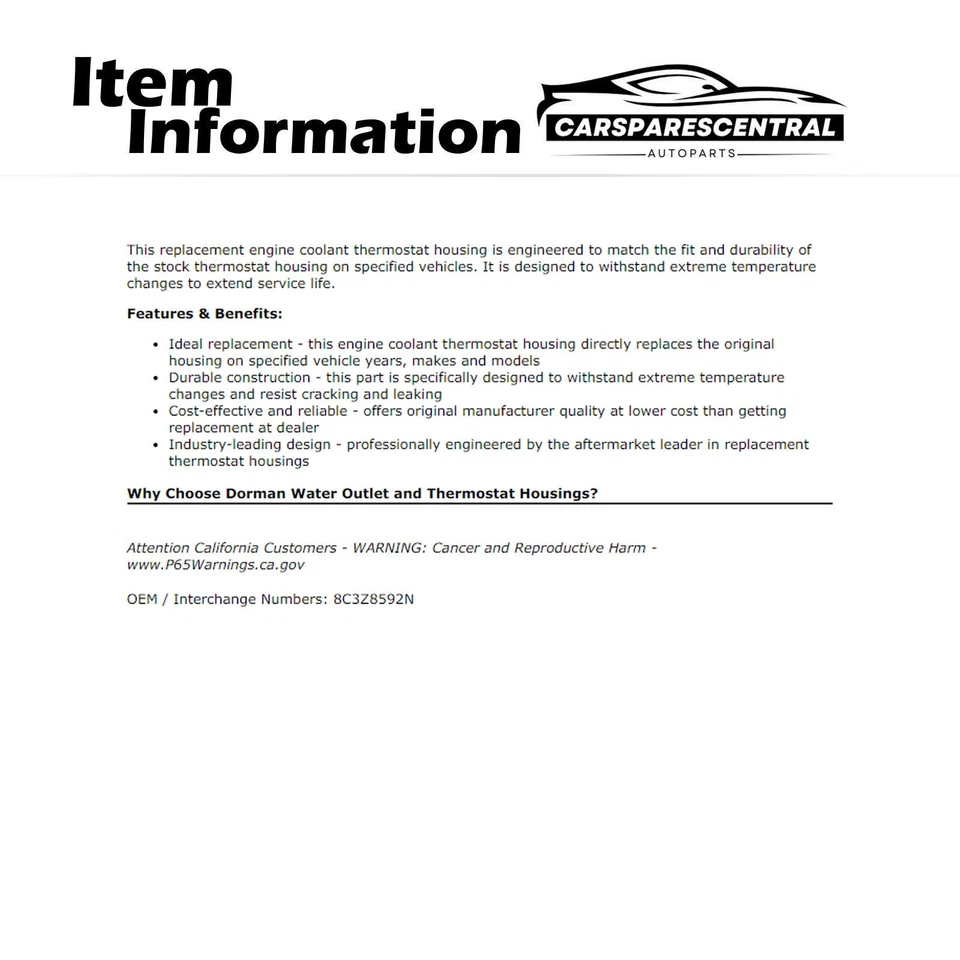 Carcasa termostato refrigerante motor para Ford F-250 Super Duty 2008-2010 6,4 L Foto 3 de 4