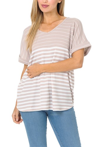 Auliné Collection Womens Oversized Color Block Short Sleeve Knit Top Shirt Tunic - Picture 29 of 77
