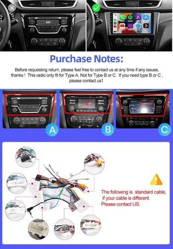 CarPlay Android Auto For Nissan Rogue 2014 2015 2016 2017 Car GPS Radio Stereo - Picture 3 of 24