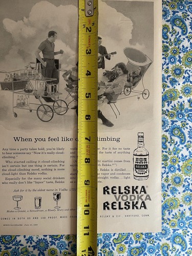Vintage 1960 Relska Vodka Print Ad Cloud Climbing - Bild 7 von 7