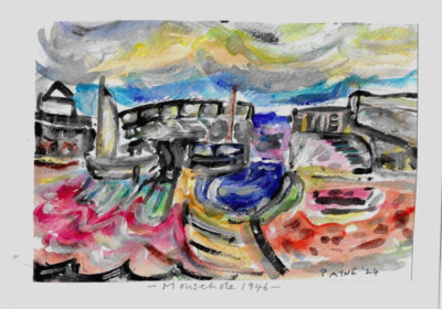2024 Acryl ''Mousehole Harbour 1946'' von Bill Payne.Patrick Heron Genre.