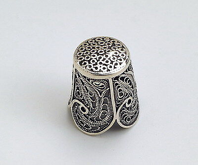 925 Sterling Silber filigraner Fingerhut NEU Made in Israel, Fingerhütte Dita... - Bild 2 von 3