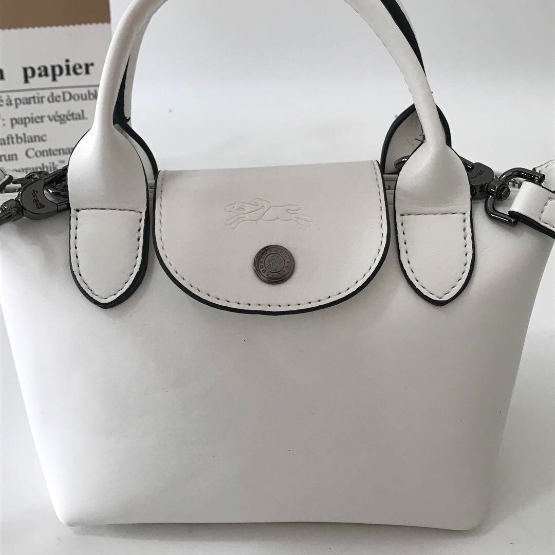 Longchamp Le Pliage Cuir XS Mini Leather Shoulder Bag white Outlet