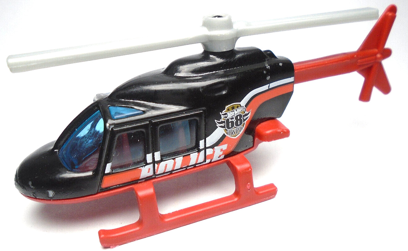 2015 HOT WHEELS PROPPER CHOPPER #68 BLACK 1:64 DIECAST 3 1/2" HELICOPTER W/ RED