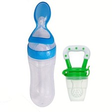 VBaby Baby Food Feeder Baby Teething Toy Silicone Teether Pacifier Spoon Bottle