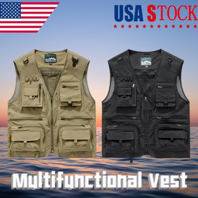 Quick Drying Men s Multi-functional Vest MultiPocket Fishing Hiking Camping Tops