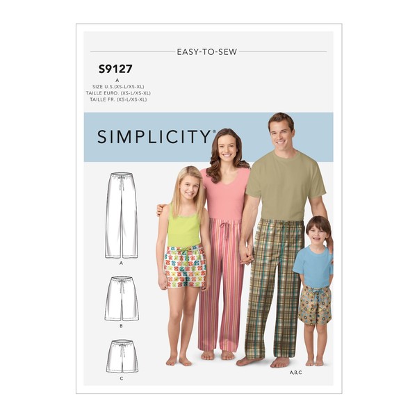 Simplicity 9127 Hose Shorts Lounge 100% Schnittmuster Unisex S-L XS-XL Teen Erw.-image