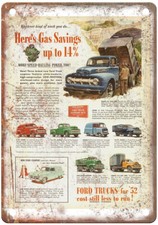 Vintage 1952 Ford Trucks Courier Ad Retro Look Metal Sign A6787