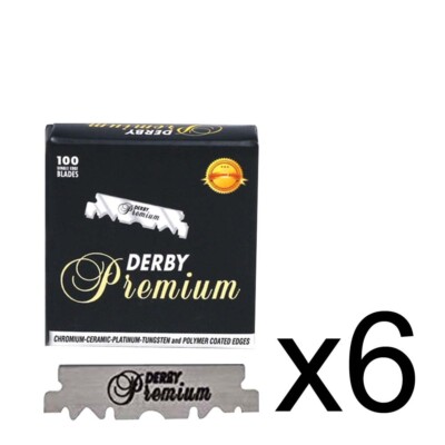 RA-20529 BARBER SALON BEAUTY DERBY PREMIUM SINGLE EDGE HAIR RAZOR BLADES 6 PACK