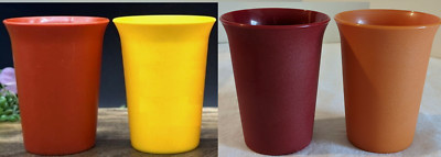 Tupperware Kids Bell Tumblers Set of 4 Harvest reds Red & orange shades New