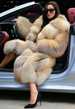 LAFURIA Top Class Golden Island Saga Fox Coat with Hood S/M