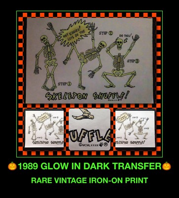 VTG 80s HALLOWEEN GLOW IN DARK Skeleton R&B shuffle Dance Party t-shirt iron-on