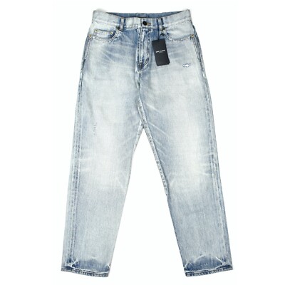 NWT $795 Saint Laurent Made in Japan Distressed Denim Carrot Jeans 31 AUTHENTIC