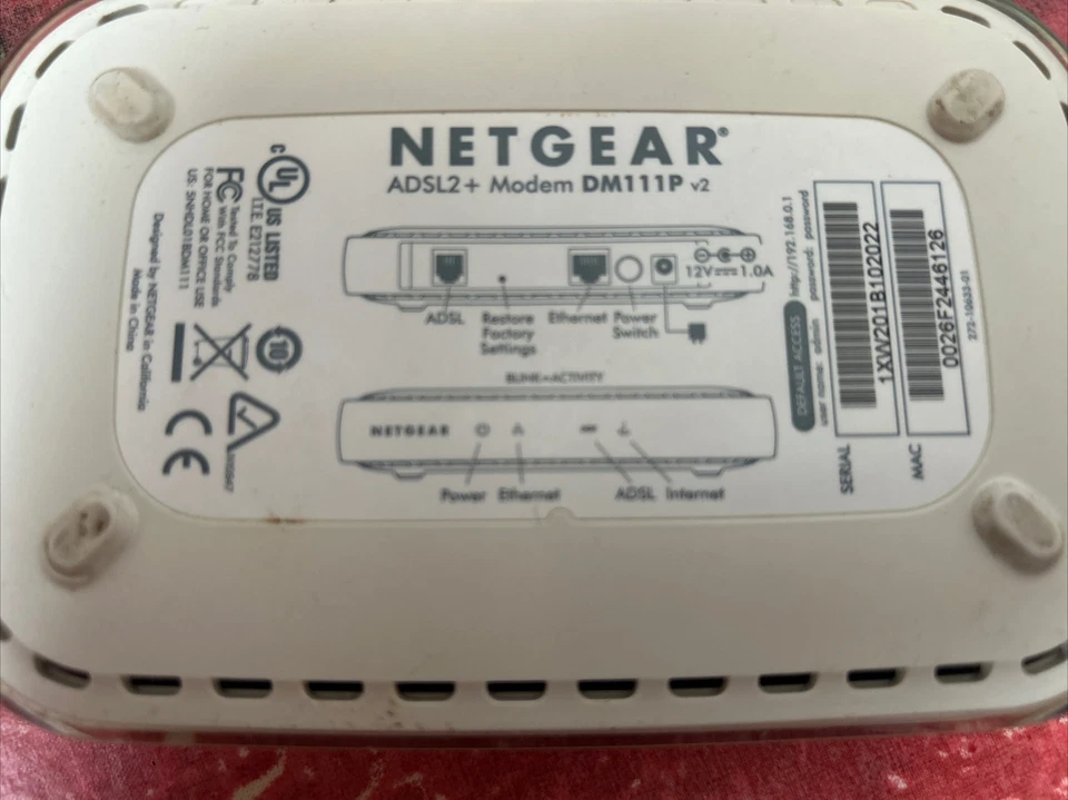 Netgear Broadband DM111PSP-100NAS Wired Single Ethernet Port ADSL2 Plus Modem - Imagen 2 de 2
