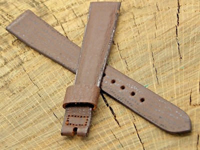 Gents Vintage Watch Band Brown Genuine Leather 16mm No Buckle NOS Benrus Unused
