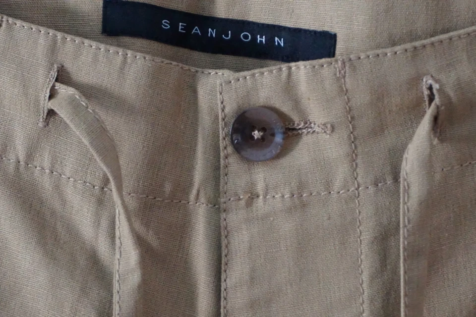 Shorts cargo cáqui mistura de linho Sean John tamanho 30 - Imagem 4 de 4