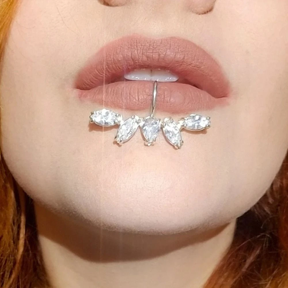 Punk For Women Lip Clip Cuff Non piercing Zirconia Lip Clip Faux