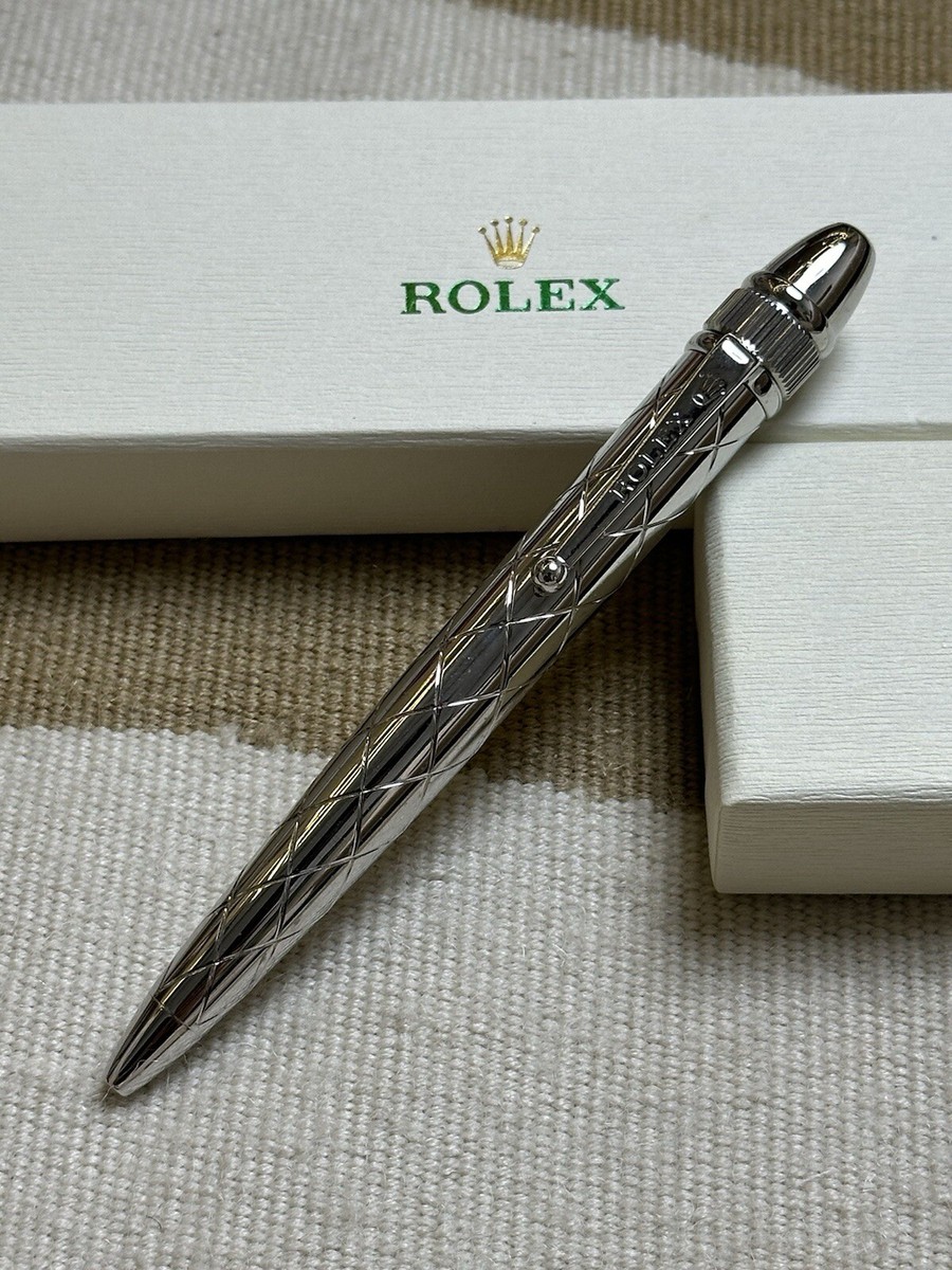 Rolex Ballpoint Silver Platinum Diamond Shape Pen NEW RARE Rolex Ballpoint Silver Platinum Diamond Shape Pen NEW RARE