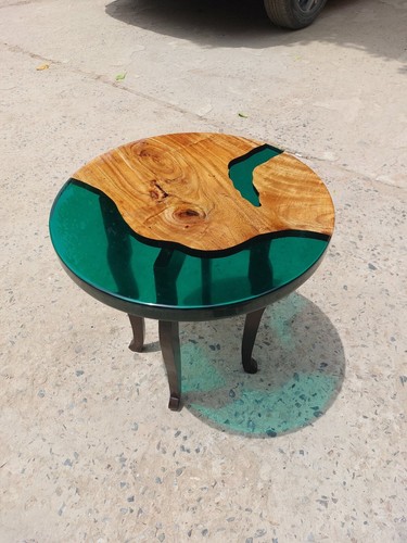 Epoxy Table, Live Edge Wooden Table , Epoxy Resin River Table, Round Natural Woo - Picture 4 of 18
