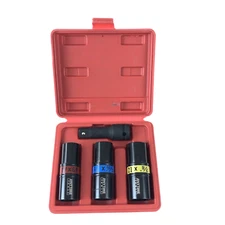 4pc 1/2" DR. Flip Lug Nut Impact Socket Set Metric/SAE Mag Wheel Thin Wall