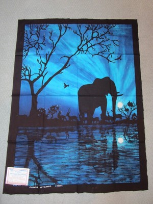 Art Lanka Batik Artisan Painting Ananda Abeykone Vtg Sri Lanka Elephant  Sunset  eBay