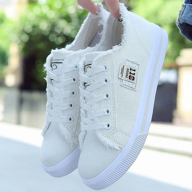 Women Canvas Shoes Sneakers 2022 Hot Solid Lace-up Superstar Shoes For  Girls New