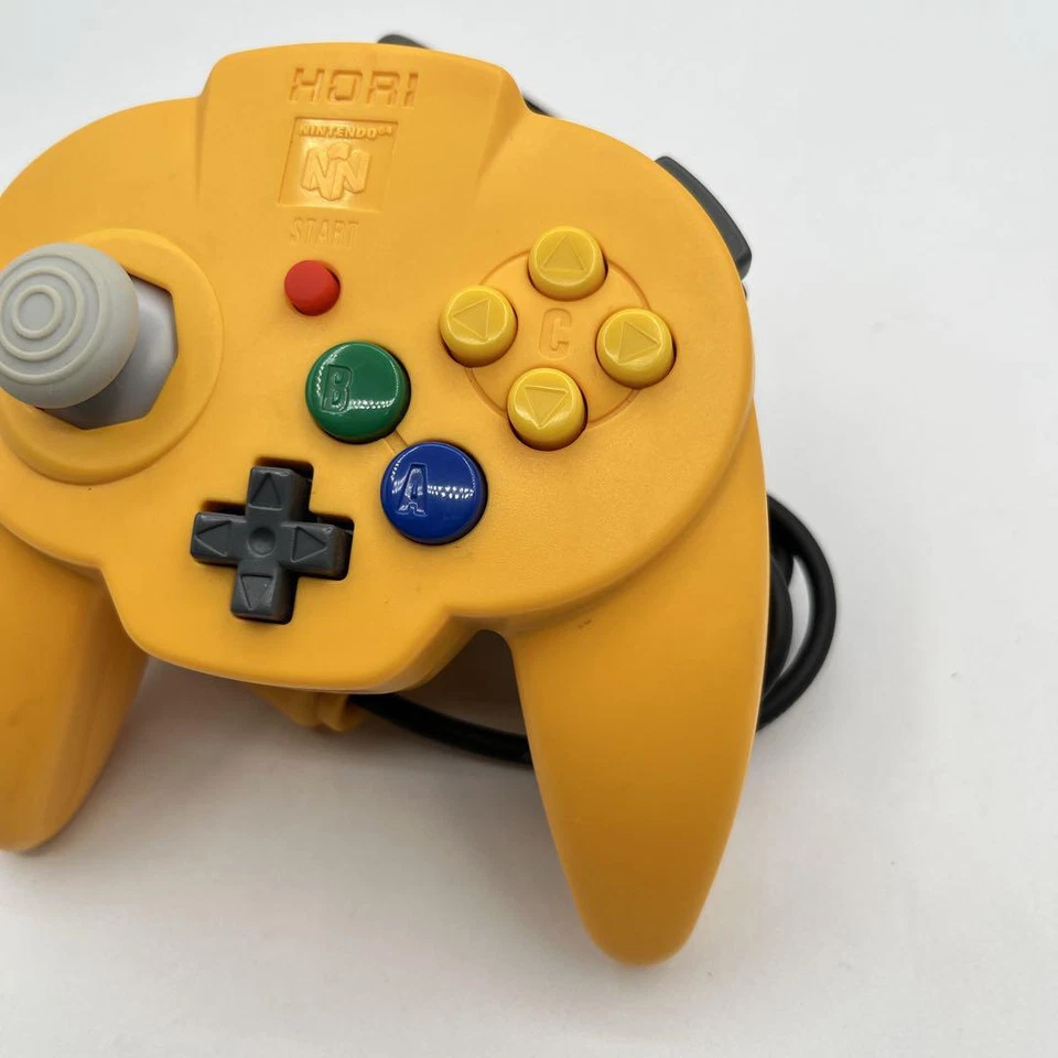 Nintendo 64 N64 Hori Pad Mini Controller Amarillo Trabajo Probado - Imagen 3 de 4