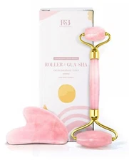 Jade Roller Gua Sha Facial Tool Set - Beauty Facial Skin Roller Massager - PINK