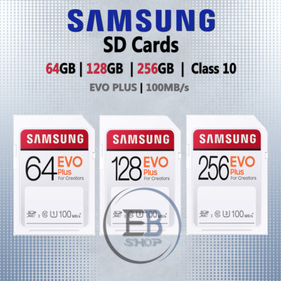 Samsung SD CARD 64gb or 128gb or 256gb EVO Plus 100MBs SDXC Full Size lot Memory