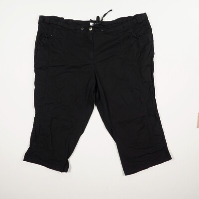 SIMPLY Damen Capri Hose Gr. 60 schwarz Damenhose Sommerhose Zugband am Bund