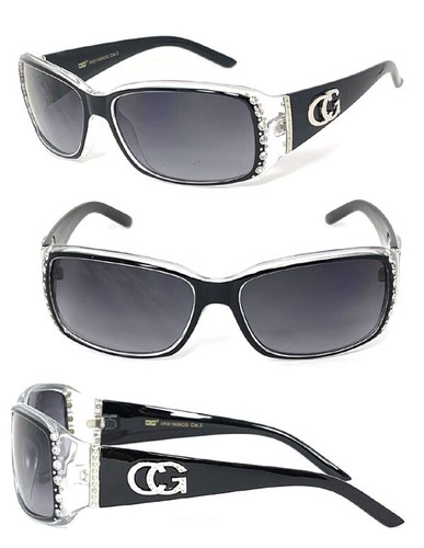 Womens CG Retro Square Frame Sunglasses with Rhinestones UV400 - Picture 5 of 5