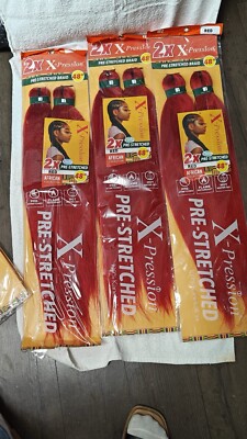 Sensational X-Pression Synthetic Braid 2X Pre-Stretched 48'' (3 Pack Color Red