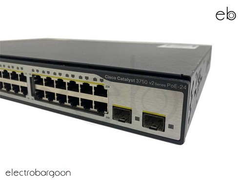 Cisco Catalyst 3750 v2 Series PoE-24 WS-C3750V2-24PS-S V06 Network Switch - Picture 2 of 3