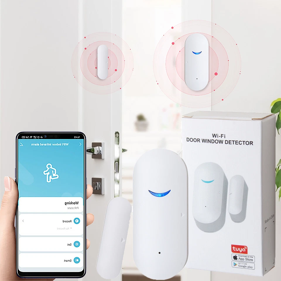 4PCS WiFi Smart Door Window Sensor Magnetic Detector Home Security Burglar Alarm - Image 4 of 4