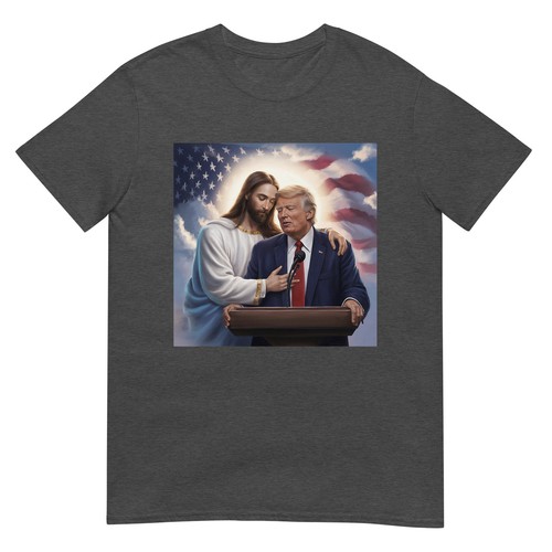 Maglietta Trump & Jesus USA Presidente Patriottico Salvatore Fede Orgoglio - Foto 8 di 17