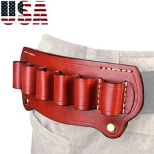 Tactical 6 Round Leather Ammo Bullet Holster Shotgun Shell Holder Cartridge Belt
