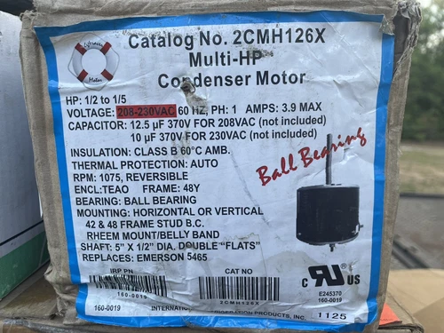 IRP 2CMH126X Multi-HP Condenser Motor 1/2-1/5 HP 208-230 V 1075 RPM Emerson 5465