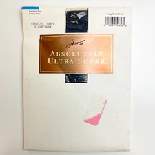 Vintage Hanes Absolutely Ultra Sheer Pantyhose - Size C - 707 Control Top - Navy