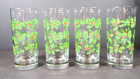4 Clear Glass Holiday Holly Berry Christmas Drinking Glasses 16 oz EUC