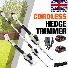 Cordless Hedge Trimmer Long Reach Pole Extendable Tree Trimme w/2Battery+Charger