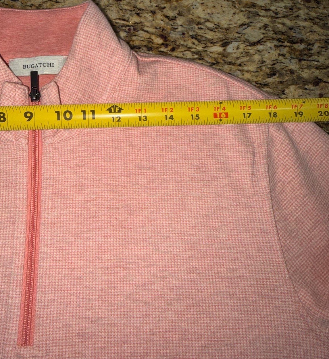 Bugatchi Houndstooth Quarter Zip Pullover Salmon … - image 8