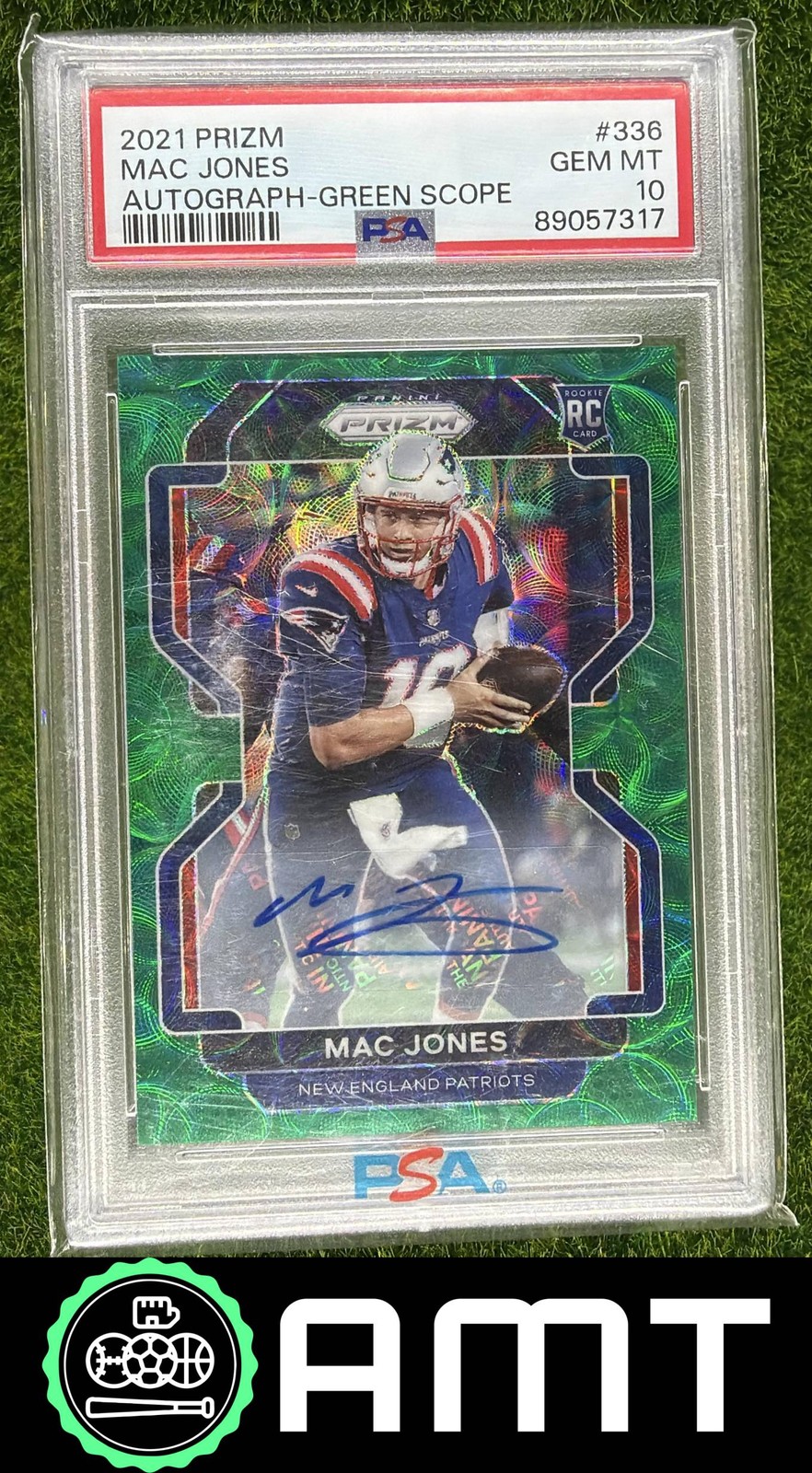Mac Jones Panini Prizm #336 Autograph Green Scope