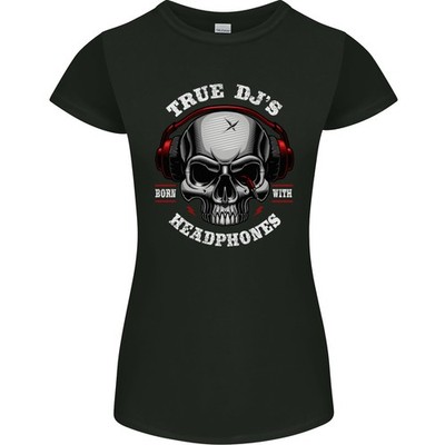 True Djs Are Born Mit Kopfhörer Djing Damen Petite Schnitt T-Shirt