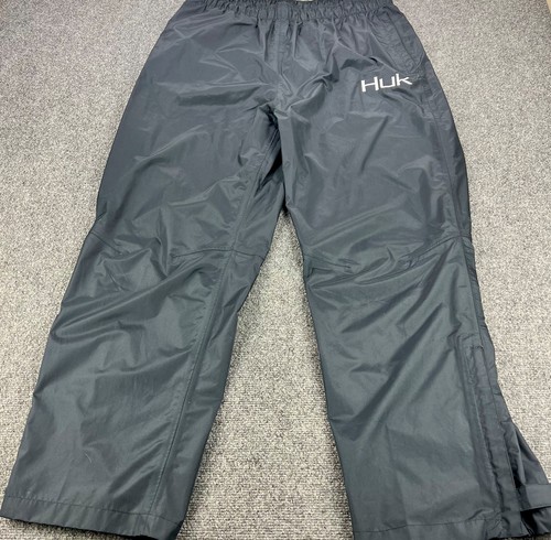 HUK Pants Mens 2XL Black Fishing Rain Performance Outdoor Sport Packable Hiking